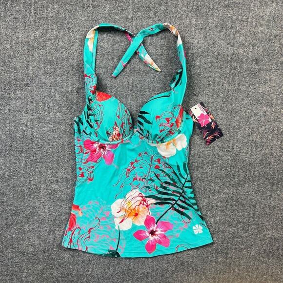 Hapari Tankini Womens 4-6 Small Cypress Rio Push Up Halter Tie Neck SPF 50 Swim - Picture 2 of 11